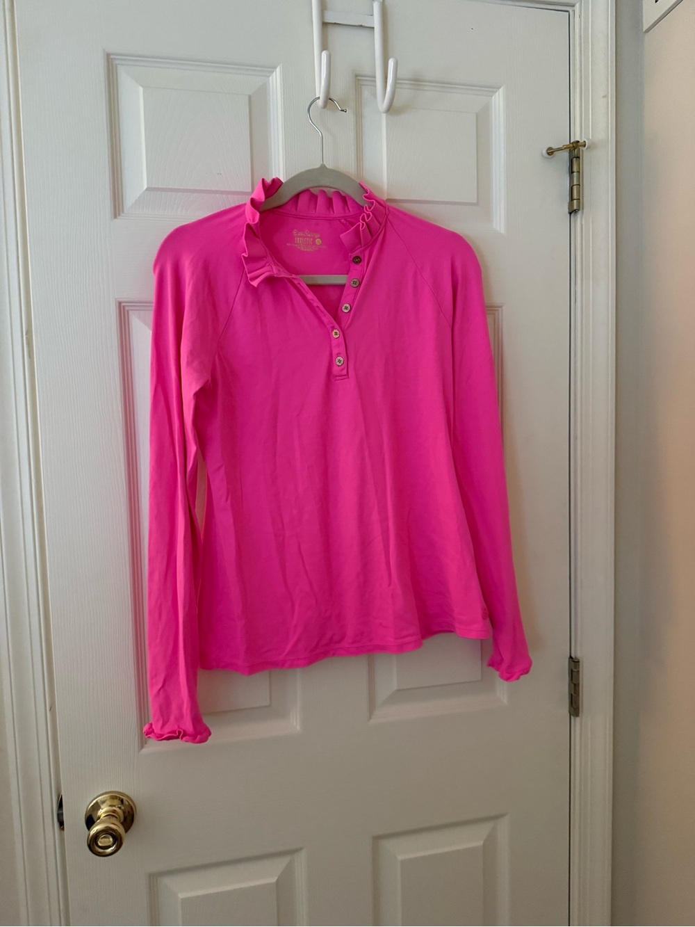 Lilly Pulitzer Long Sleeve Ruffle Polo Top